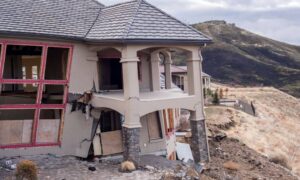 Hillside home damaged by landslide showing need for a boundary survey to confirm property lines