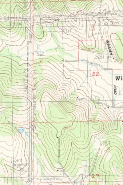 A detailed contour map showing elevation lines used in preparing a topo survey