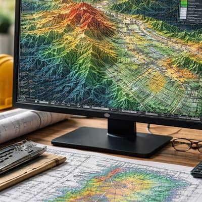 Elevation model showing terrain and slope revealed through LiDAR mapping for site planning